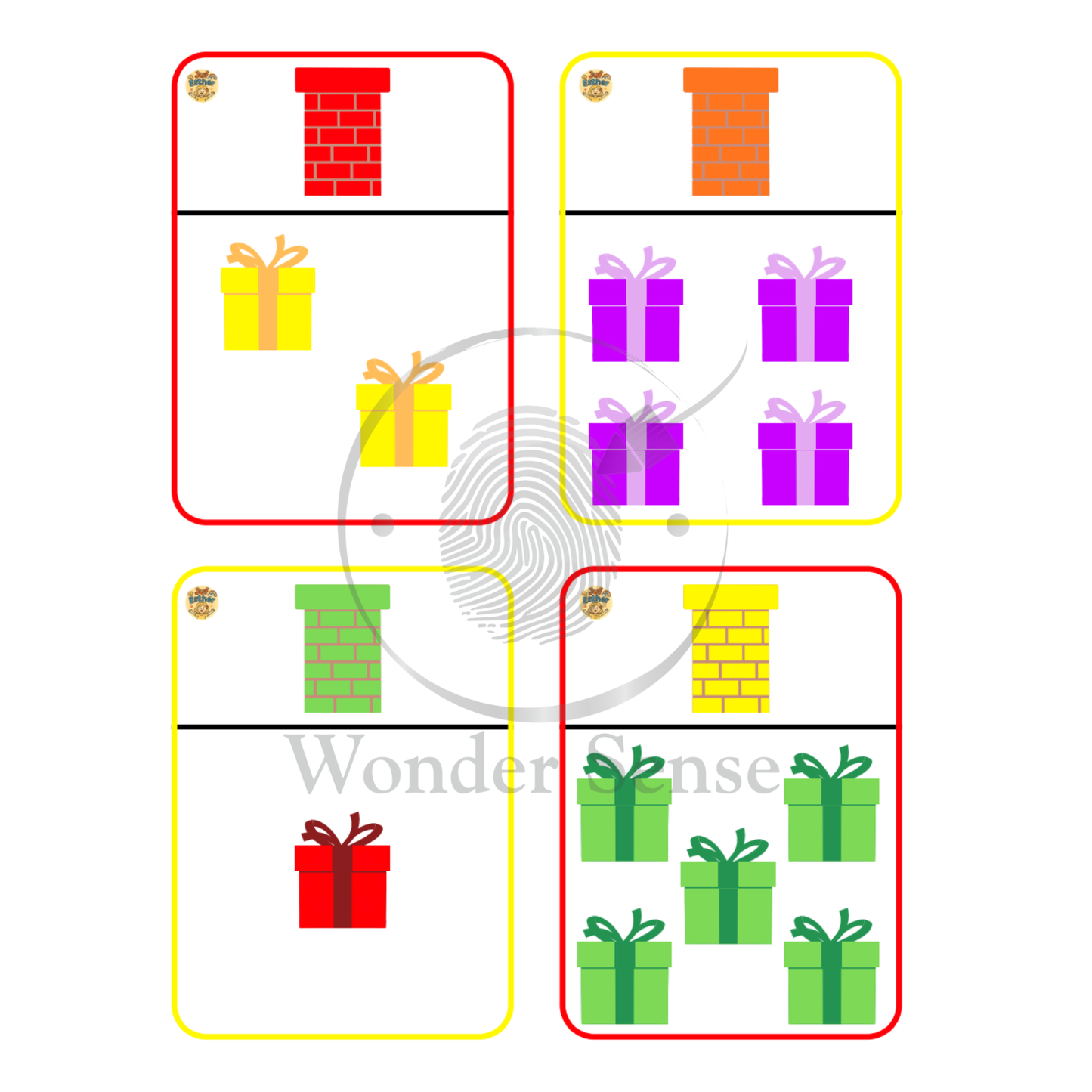 Digitale opdrachtkaartjes - Schoorstenen & pakjes - Sorteer spel Wonder Sense