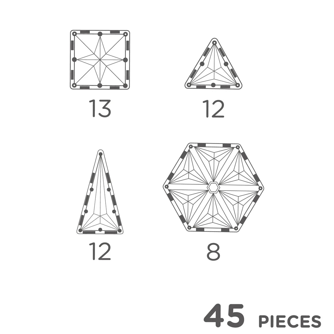 Cleverclixx Geo Pack Pastel (45 delig) - Magnetische tegels