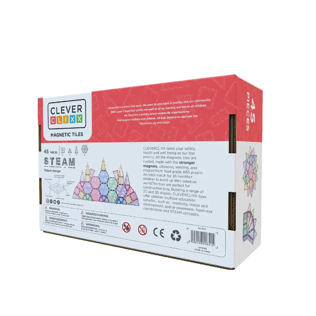 Cleverclixx Geo Pack Pastel (45 delig) - Magnetische tegels Wonder Sense