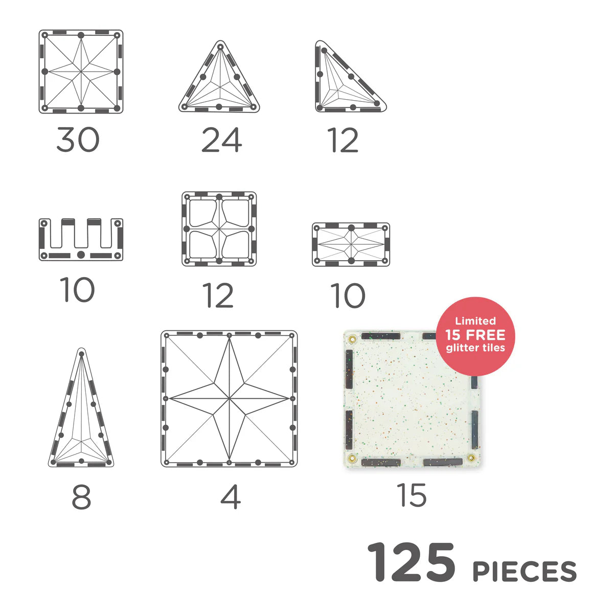 Cleverclixx Inventive Pack Intense (110-delig + 15 GRATIS bonus-tegels Limited Edition) - Magnetische tegels