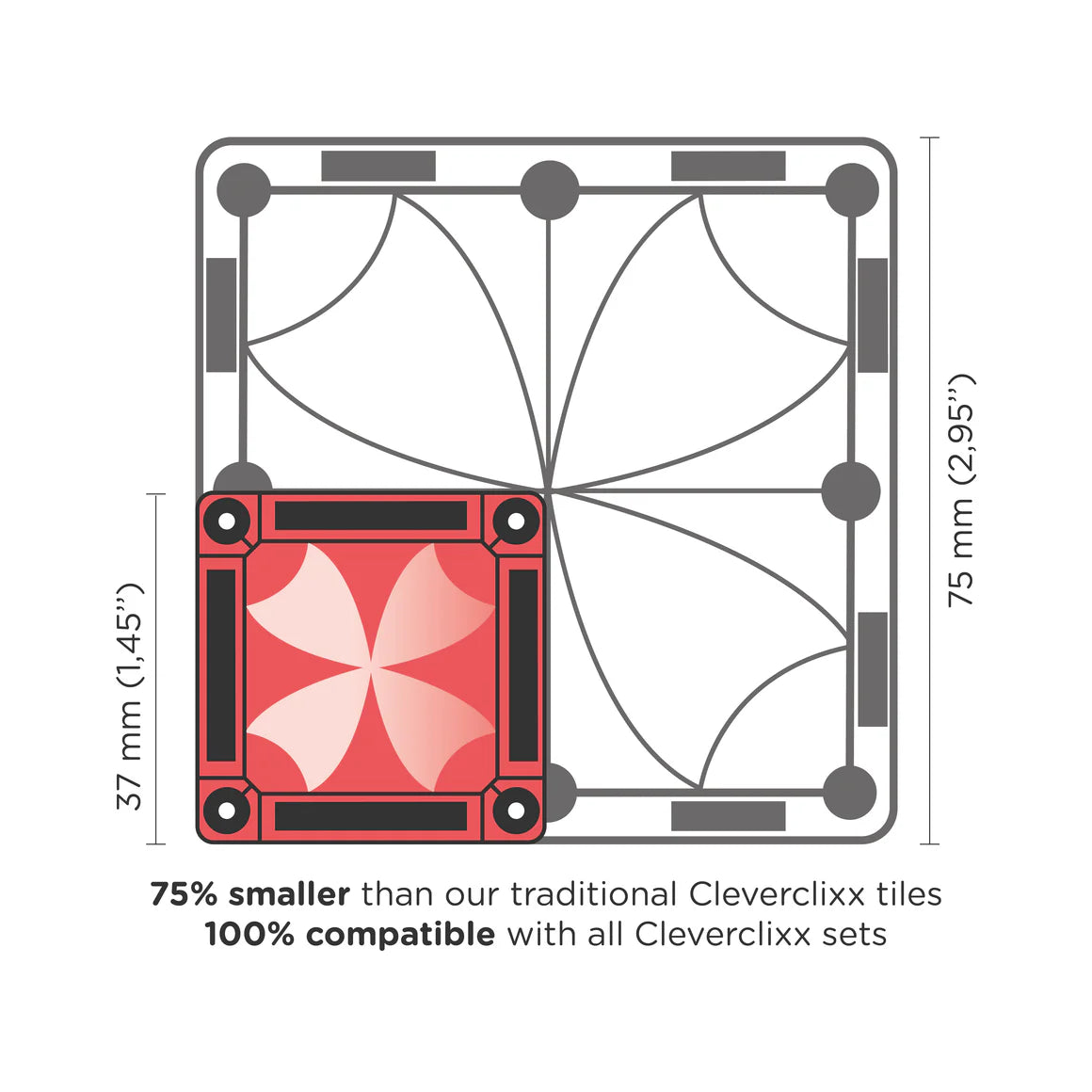 Cleverclixx Mini Tiles Pack Intense (28 delig) - Magnetische tegels (compact)