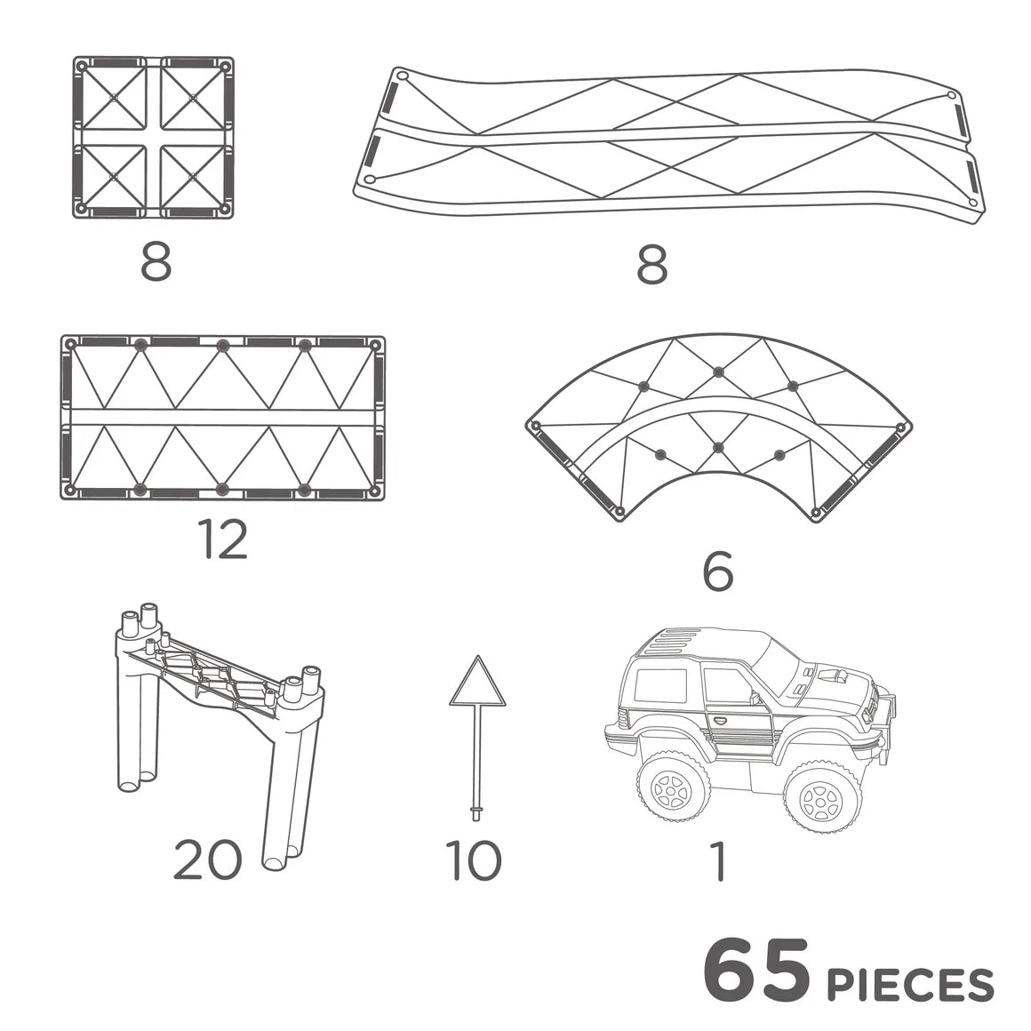 Cleverclixx Race Track Pack (65 delig) - Magnetische tegels