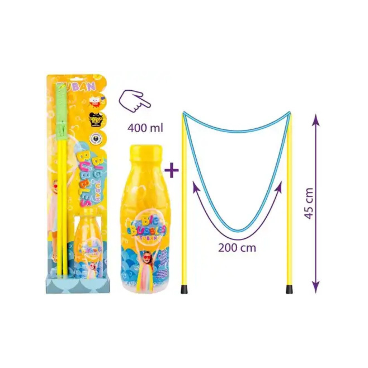 Tuban - Set – Giant Bubble Wand + Liquid 400 ml Wonder Sense