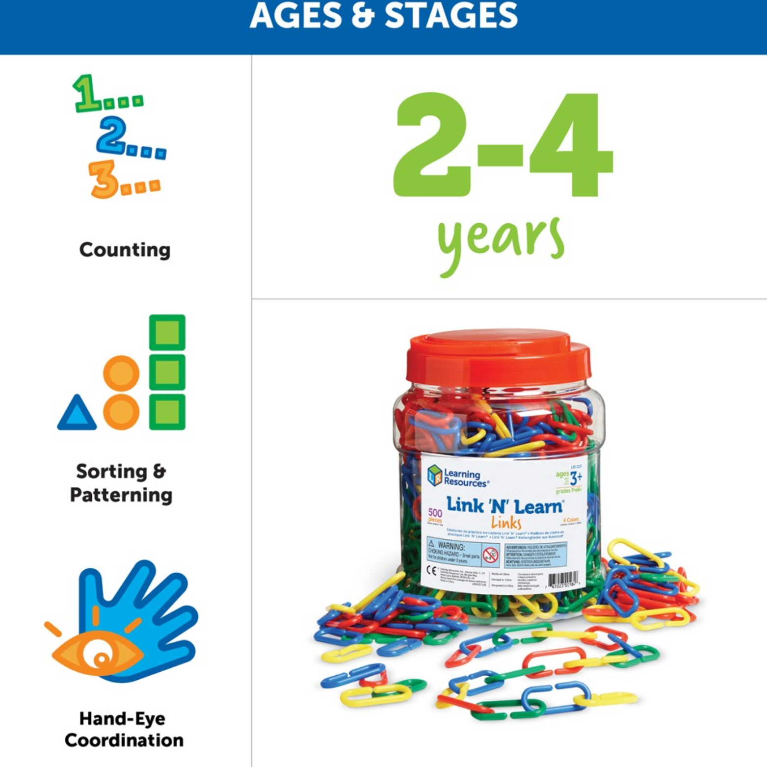 Link ‘N’ Learn® Links (Set van 500) - Learning Resources Wonder Sense