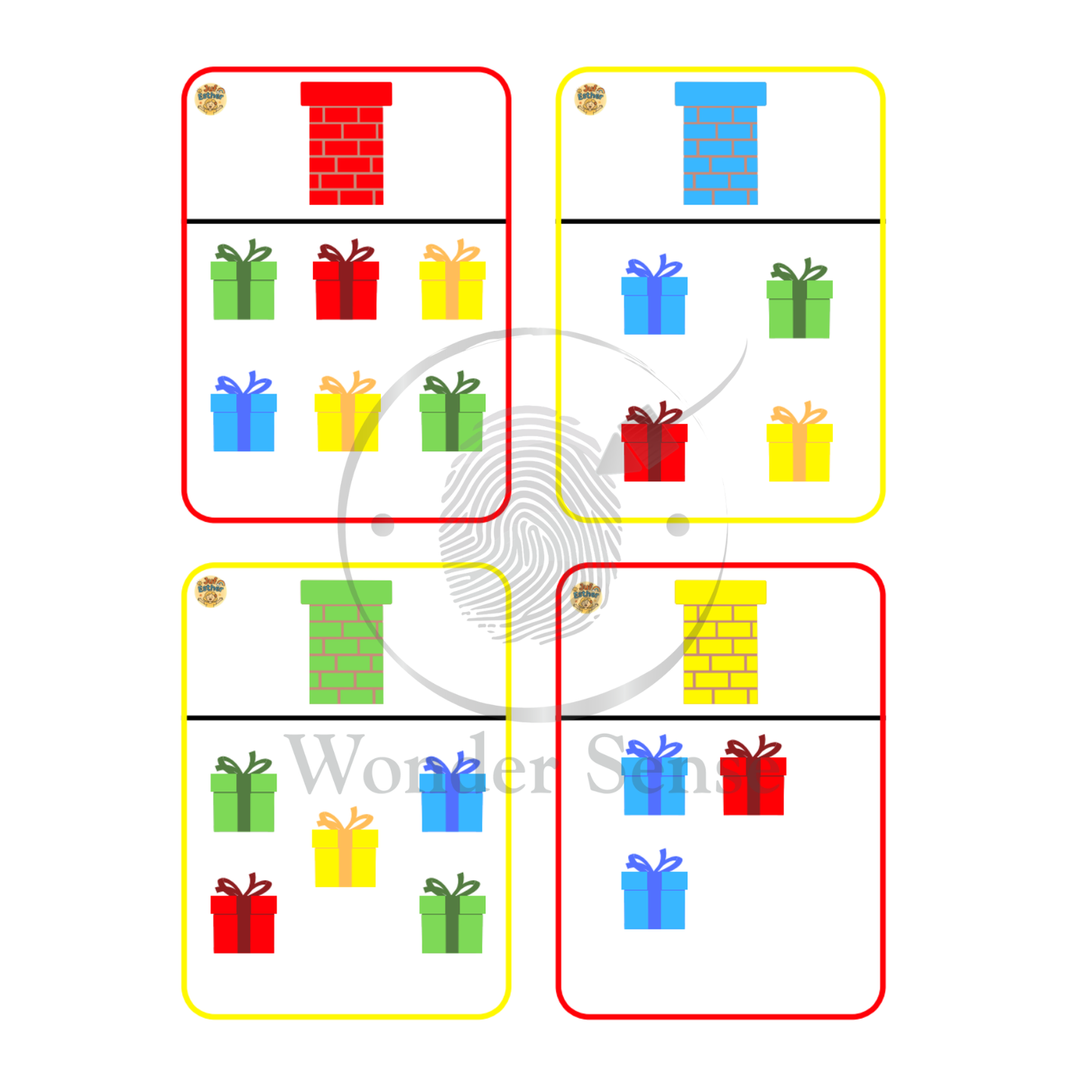 Digitale opdrachtkaartjes - Schoorstenen & pakjes - Sorteer spel Wonder Sense